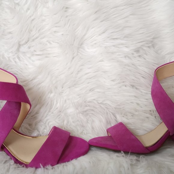 REDUCED! Like New Jessica Simpson Opened Toe Pink Suede Sandals/ Shoes - Picture 2 of 6